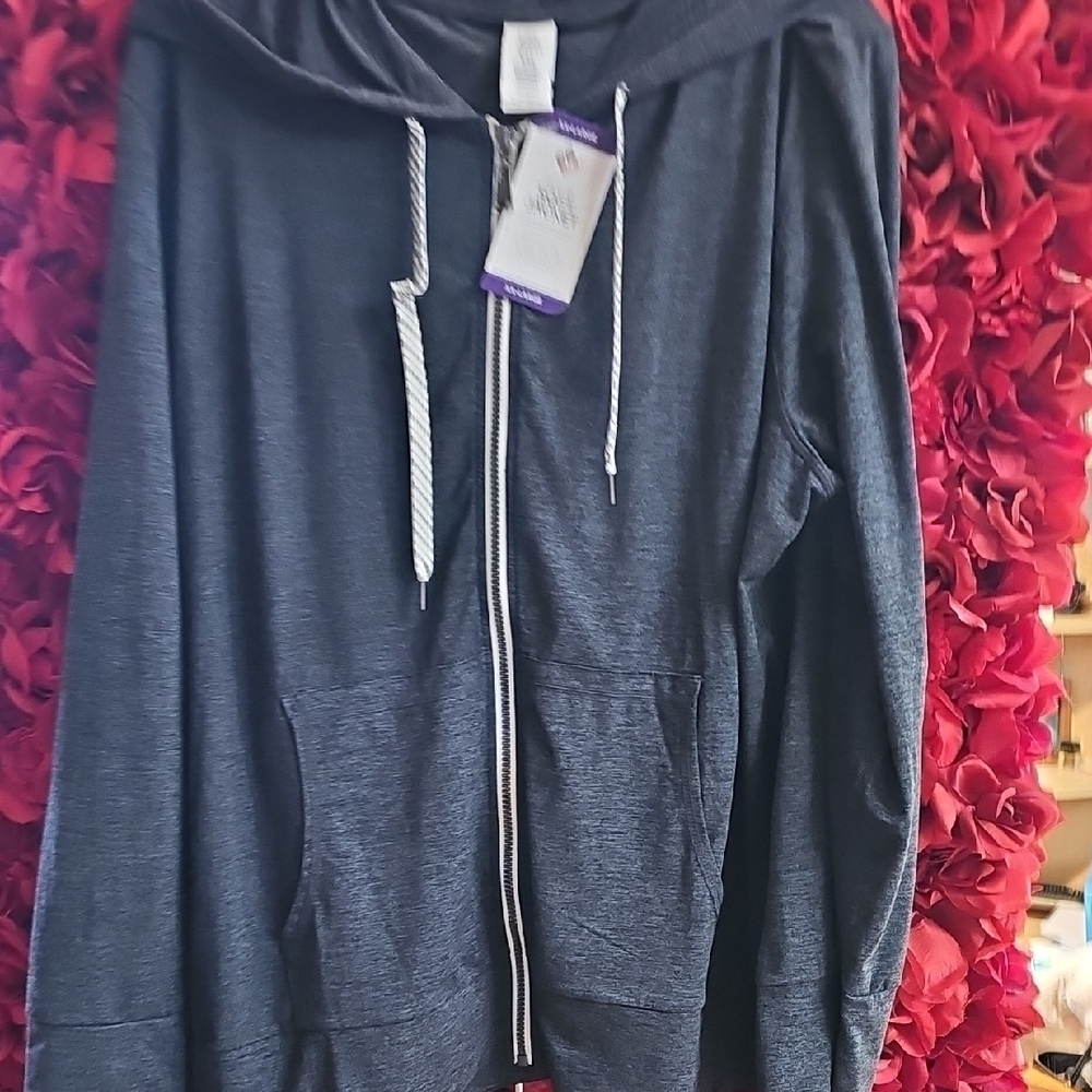 Members Mark NWT Women's Dark Gray Zip-Up Hoodie Size XXL
